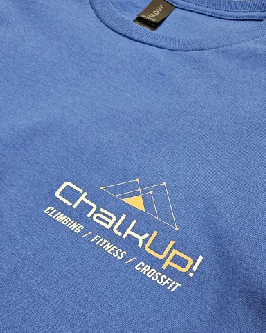 Royal blue t-shirt with the ChalkUp! logo in white and orange