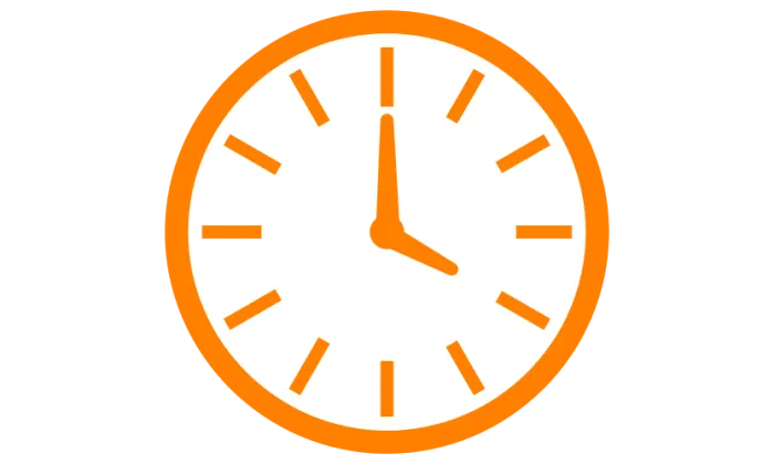 An analogue clock icon with the time set at 4 o'clock