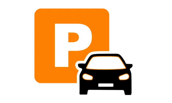 Parking sign with a parked car icon
